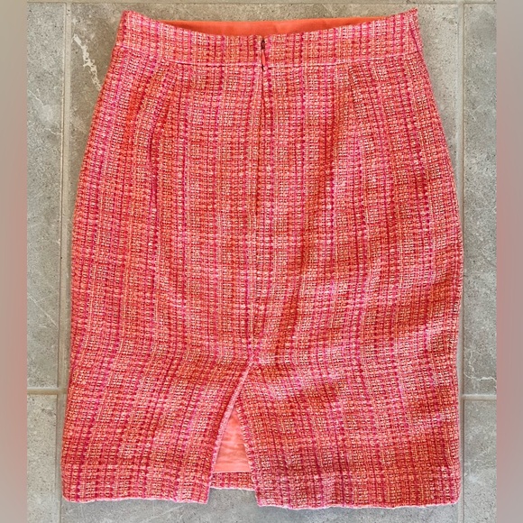 J.CREW No. 2 Pencil Skirt In Neon Tweed Wool Pink Orange Straight | Size 00 - Picture 2 of 11